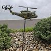 Weather-resistant Yard Decor Patriotic Wind Spinner, Helicopter Windmill Stake with Spinning Propeller, 2D Flower Bed Spinner Outdoor Metal