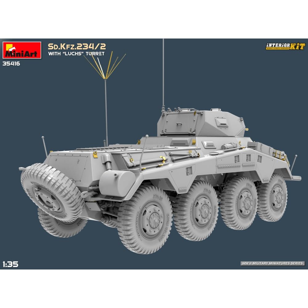 MiniArt WWII German Army Heavy Armored Vehicle with Lux Plastic Model Kit MA35416 1/35 8-Wheeled Sd.Kfz.234/2 Turret,