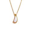 Yhpup Stainless Steel Natural Shell Water Drop Chic Pendant Necklace for Women Fashion Exquisite Jewelry Bijoux Femme Gift
