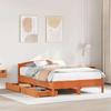 VidaXL Bed Frames and Headboard Wax Brown 120x200 Cm Pine Wood, Bedroom Furniture, Slatted Base, Wooden Bed, 3301832