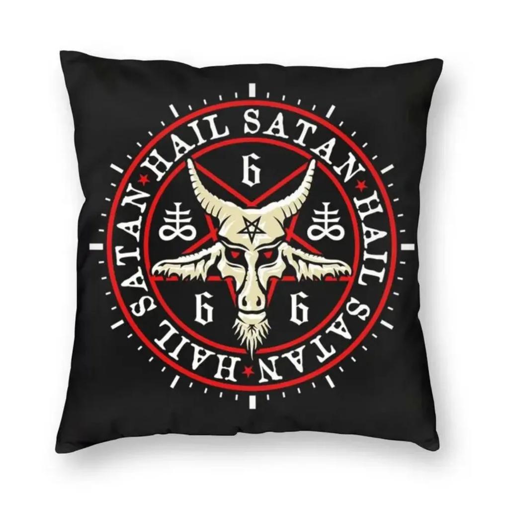 Devil Baphomet Damask Hail Satan Cushion Cover Satanic Leviathan Cross Throw Pillow Case for Sofa Pillowcase Home Decor  40x40cm