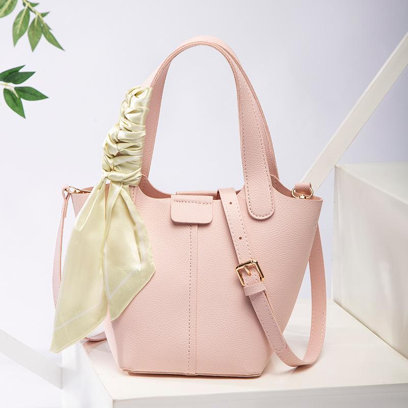 

Модный шелковый шарф, декоративная сумка-ведро, универсальная, свежая, милая, легкая роскошь, нишевый дизайн розовый