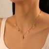 Gold Paperclip Chain Ocean Charm Necklace with Starfish and Anchor