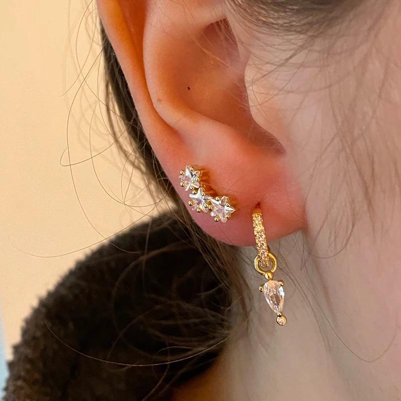 Stainless Steel Cubic Zirconia Hoop Earrings for Women Small Pendant Cartilage Helix Tragus Earring Piercing Jewelry