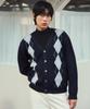 Wednesday Oasis Classic Argyle V-Neck Knit Cardigan_Navy(Wc25-Kn64)