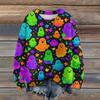 Ladies' Fashionable Casual Long Sleeved Halloween Printed Round Neck Knitted Yarn