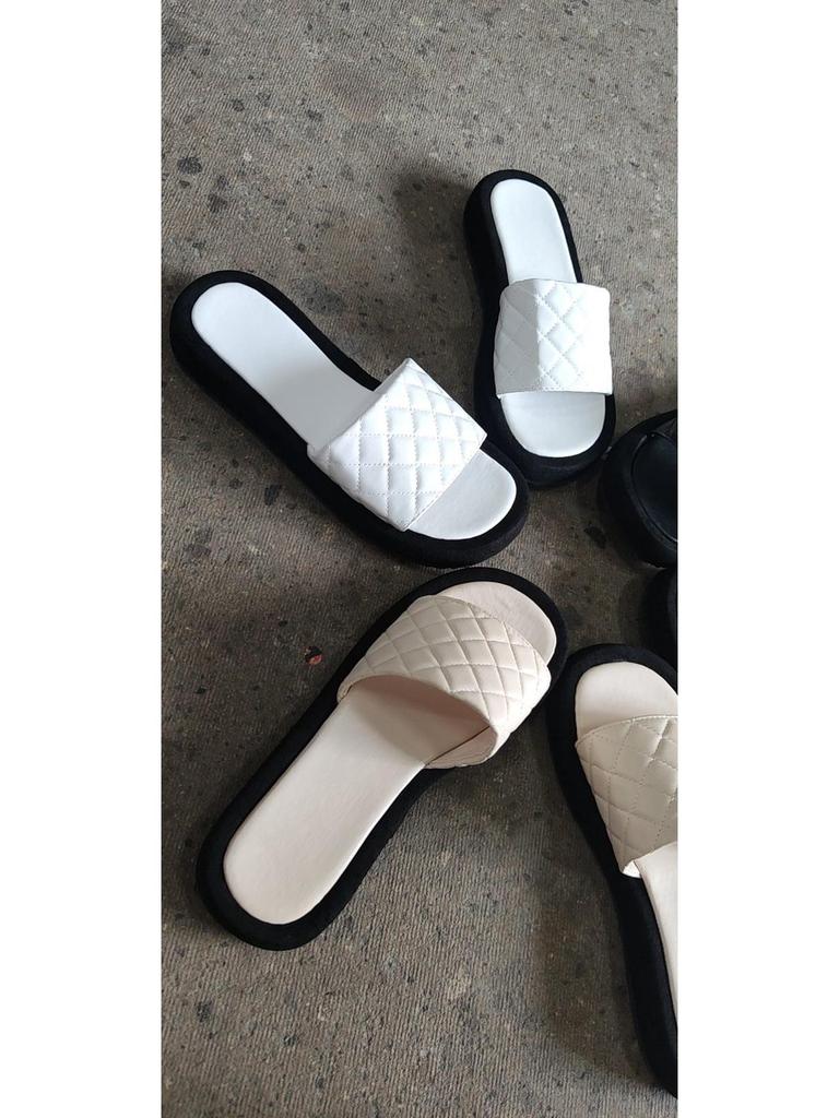 New Style Plus Size Thick-Soled Plaid Slip-On Casual Summer Slippers