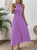 European and American Women's Clothing Spring and Summer Fashion Printing Polka Dot Round Neck Long Dress Women's Dress