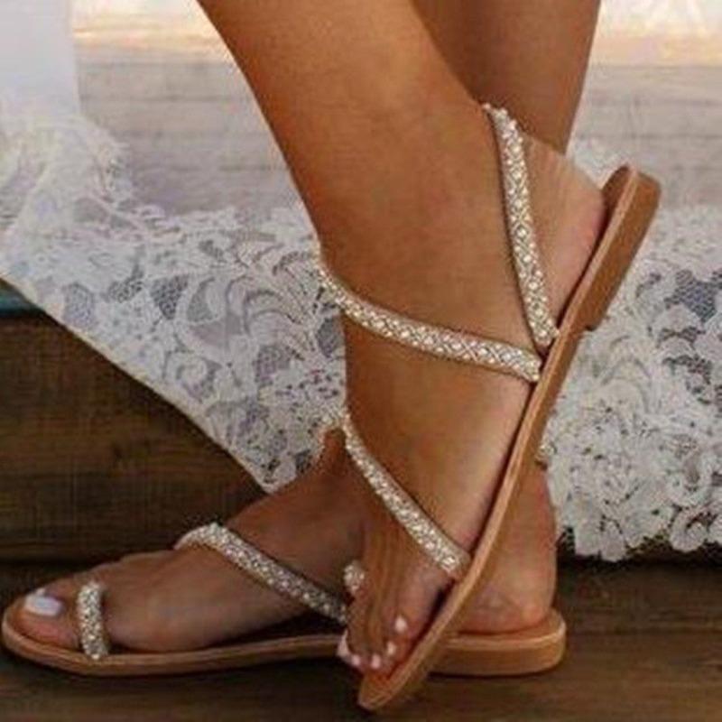 Summer new set of toe sandals women's flat sandals large size beach shoes women's sandals