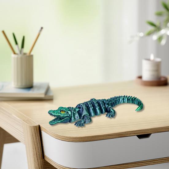 

3D-печатная фигурка крокодила, подвижное животное, украшение, гибкая рептилия, крокодил, игрушка-антистресс для взрослых, украшение для дома, офиса, стола красный черный