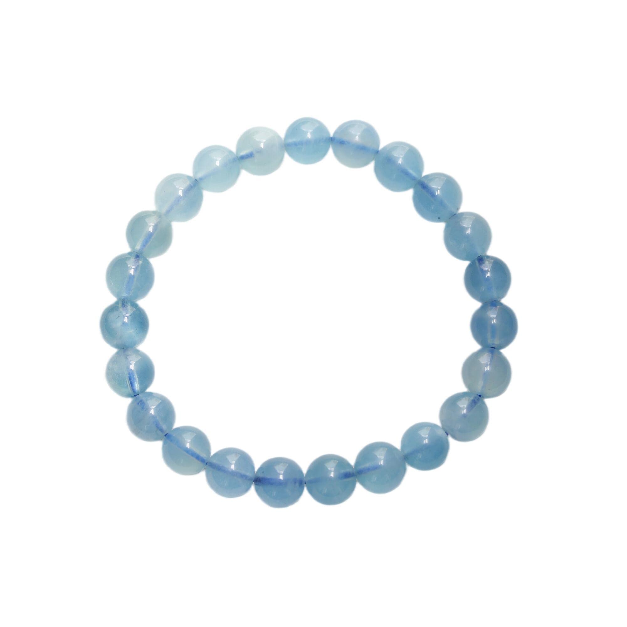 

KOUOKU Old Aquamarine Bracelet 8mm March Birthstone Indigo Pillar Indigo Ball Power Stone Natural Stone Prayer Beads [K Memories] (Aquamarine-8mm)