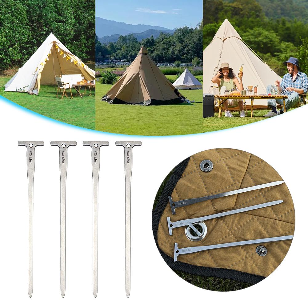 4Pcs 12cm Outdoor Tent Nails with Hole Tent Ground Stakes Stainless Steel Metal Tent Pegs for Camping Canopy Awning Australia