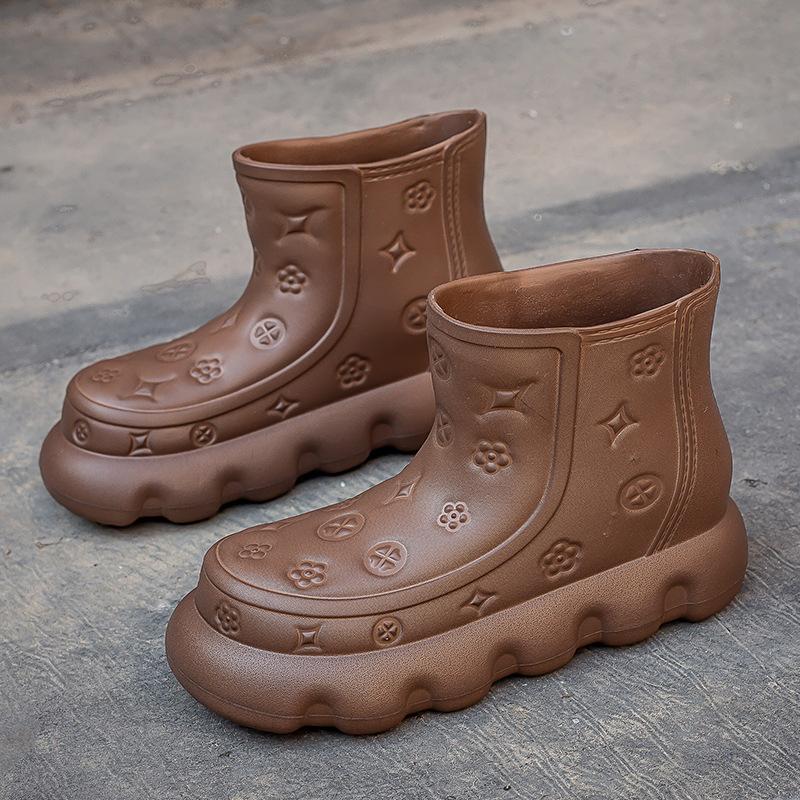 Platform Rain Shoes Women's Waterproof and Non-slip New Spring Fashion Outer Wear Water Shoes Women's Medium Rain Boots