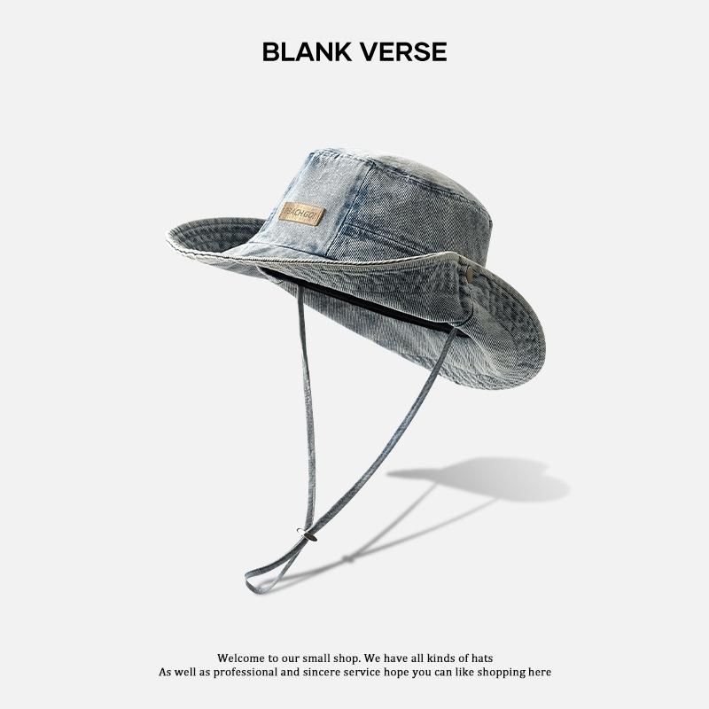 Denim Fischerhut Damen Sommer Sonnenschutz Hut Outdoor Camping Bergsteigen Hut Vertiefter und Vergrößerter Gesichtshut