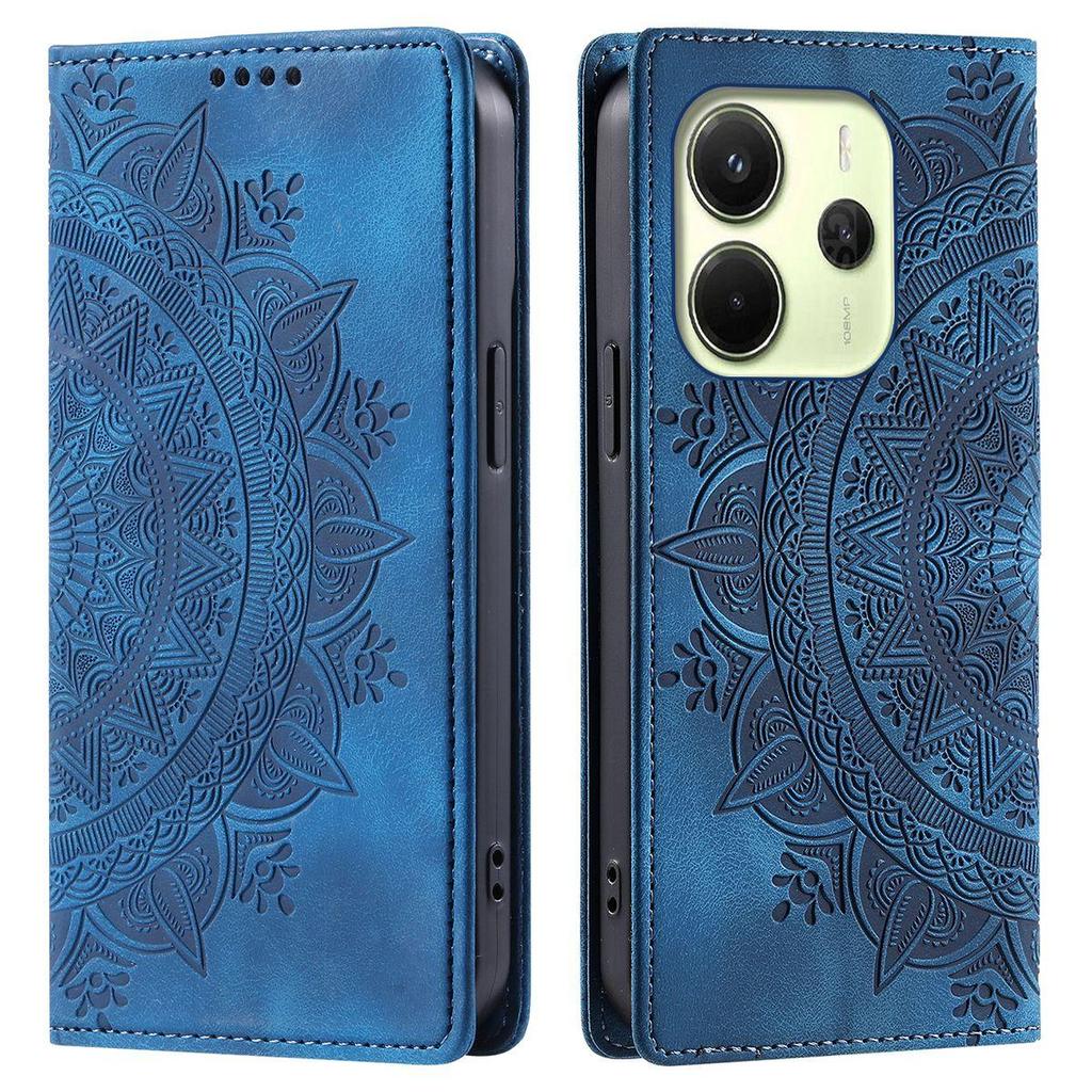 For Xiaomi Redmi Note 14 5G Mandala Embossed PU Leather Flip Wallet Case Magnetic Closure Cover