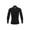 Under Armour Solid Color Logo Mock Neck Compression Long Sleeve Tee Men Tops Black 1366072-001