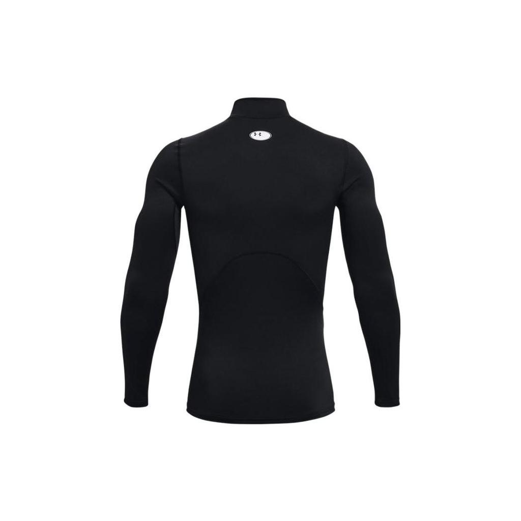 Under Armour Solid Color Logo Mock Neck Compression Long Sleeve Tee Men Tops Black 1366072-001