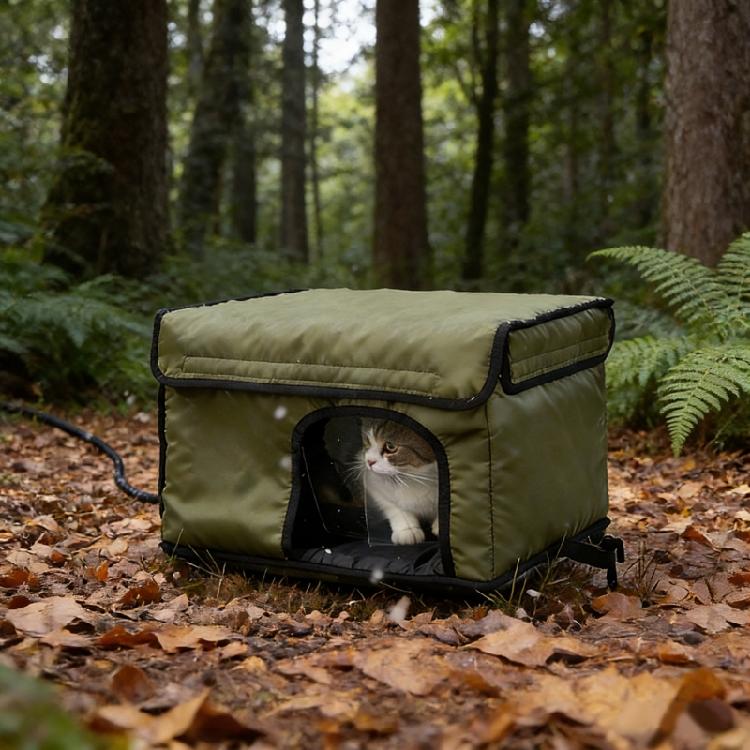 Warm Electric Warming Pet Bed Outdoor Insulated Puss Nest Safety Escape Exit Moisture-Proof For Porch Garden