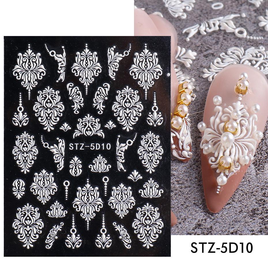 3D Floral Nail Art Stickers: Camellia & Tulip Embossed Adhesive Designs
