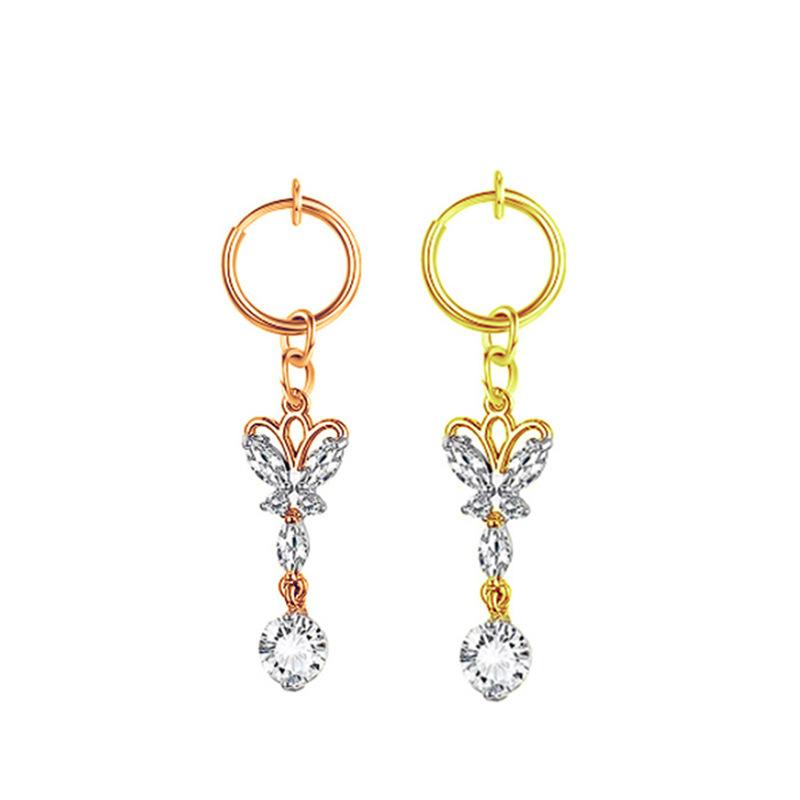 Edelstahl Schmetterling ausgenommen perforierte Nabelschnur Nabelsteine ​​Bauchnagel Ohrringe Punktion Schmuck