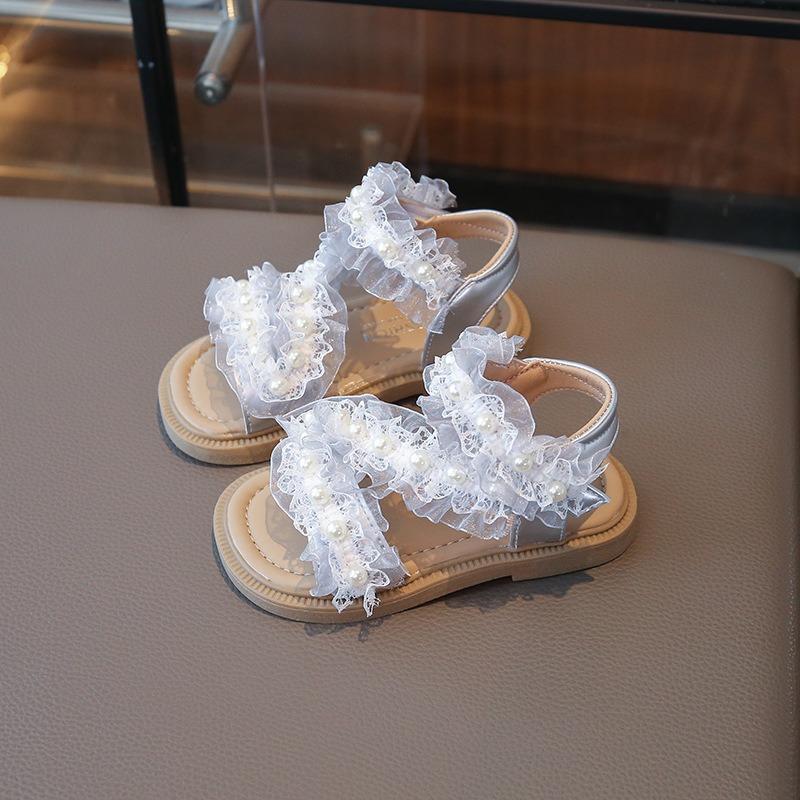 Girls' Lace Sandals | Fashionable Anti-Slip Soft-Sole Beach Shoes for Toddlers & Little Girls Elegant Party Shoes