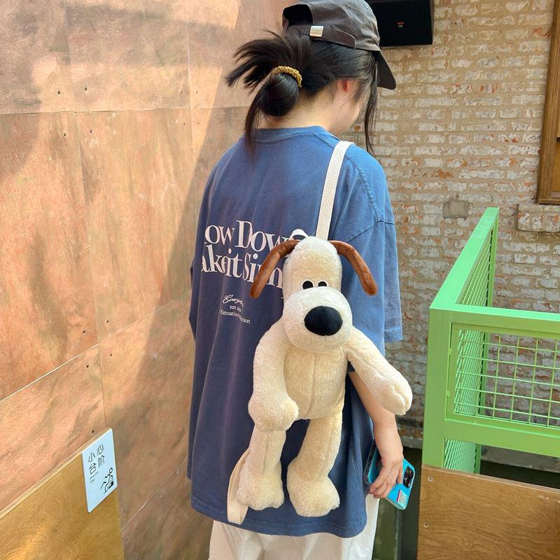 Adorable Puppy Dungaree Plush Backpack Doll | Soft Cartoon Plushie | Cuddly Birthday Gift for Kids