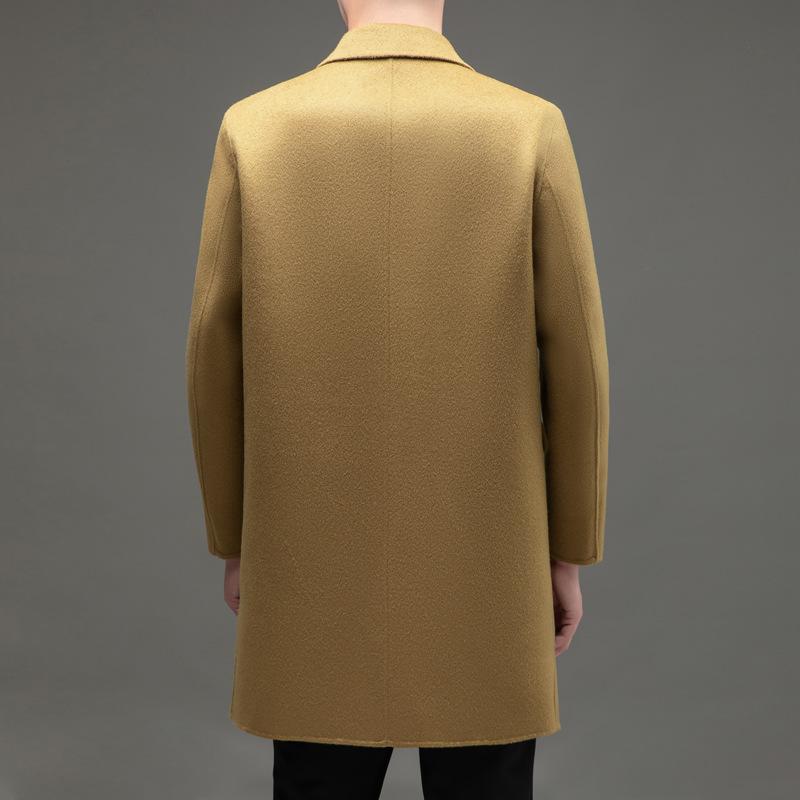 All-wool Long Double-breasted Coat for Autumn and Winter New Model with Lapel Collar Double-sided Nylon Wool Coat for Young Men and Women