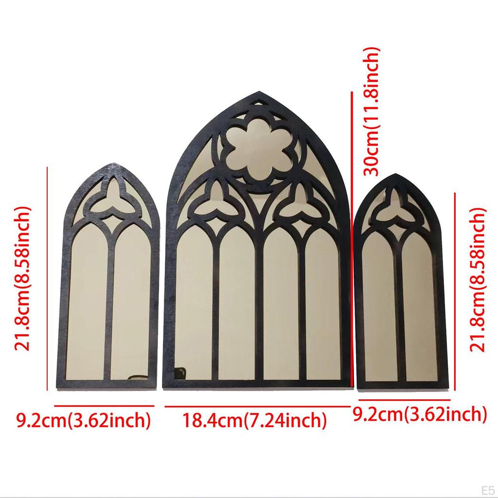 3 Pieces Gothic Mirrors Wall Decor,Decorative Arched Mirrors,Vanity Mirror Tiny for