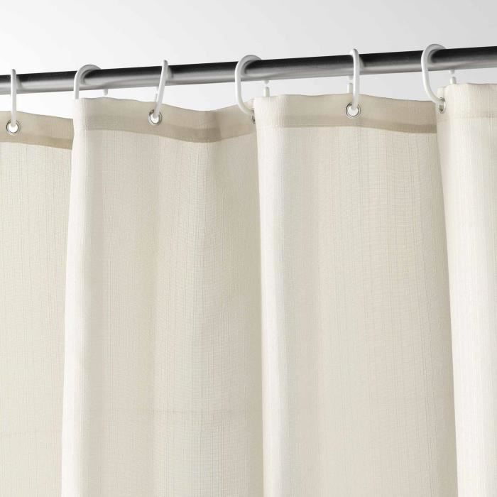 Rideau de douche - Yalline - 180 x 200 cm - Beige - Polyester - 12 anneaux inclus