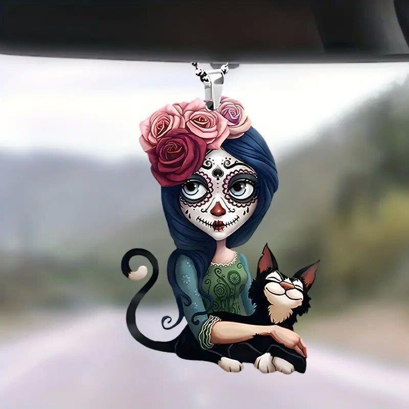 Cat Woman Delightful Acrylic Car Ornament Vibrant Interior Decor Accessory For Occasion Any