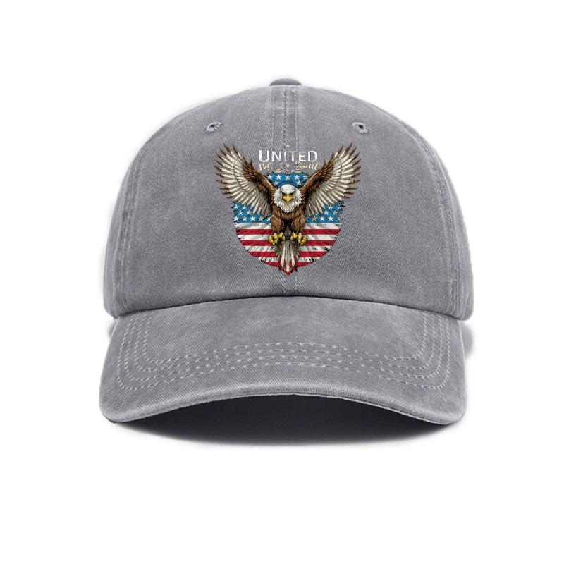 Personalized Eagle American Print Washed Distressed Soft Top Visor Baseball Cap Unisex Cap серый