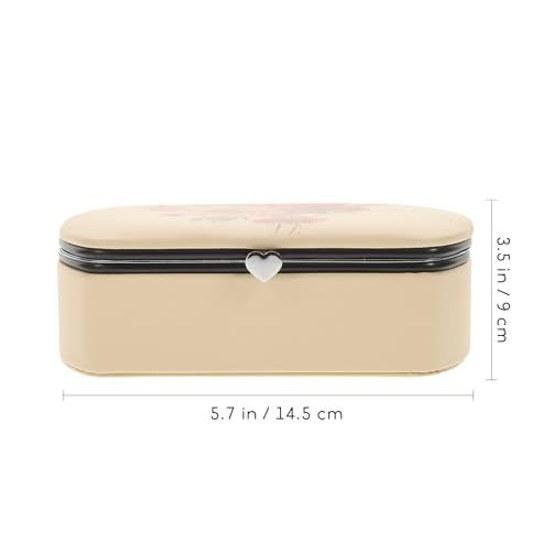 No-brand portable jewelry organizer travel case beige made synthetic material suitable women girls also ideal desktop decoration
