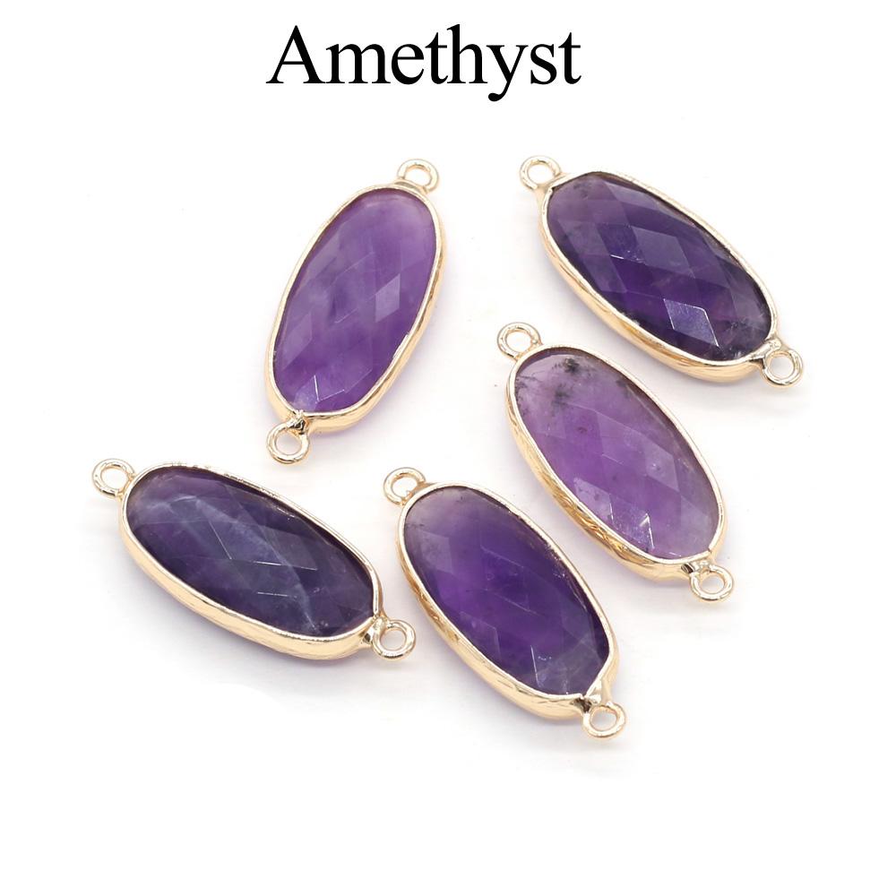 

1/5 шт., овальный соединитель с подвеской из кристалла Рейки для исцеления, энергетический натуральный камень аметист, драгоценный камень, соединитель для изготовления ювелирных изделий, ожерелья, браслета своими руками 5Pcs/11×27mm