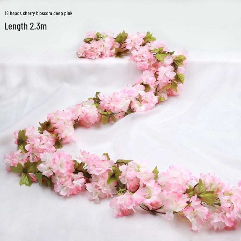 Artificial Cherry Blossom Vine – Silk Floral Decoration for Indoor Ceilings and Air Conditioning Water Pipe Covers