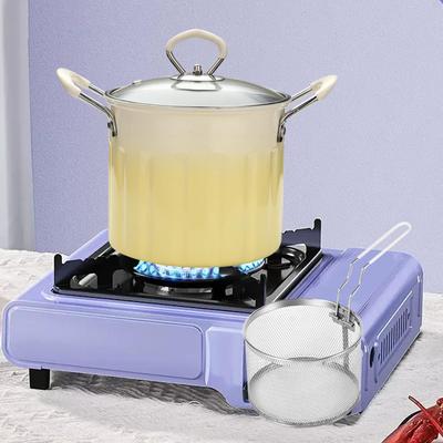 Pentola Friggitrice Profonda con Manico Cestello Strumenti di Cottura 3L Frittura Tempura per Campeggio all'Aperto Essiccato