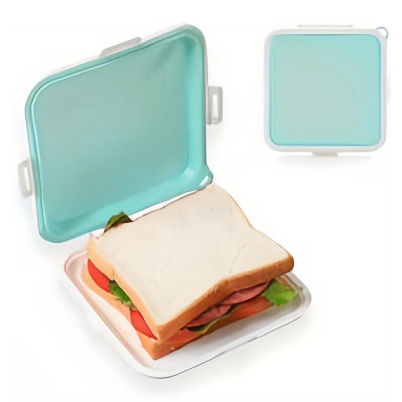 

Sandwich Containers Silicone Sandwich Storage Box for Lunch Travel Snap-Off for Fruit Salad Snacks Food Storage Toast Bento Box