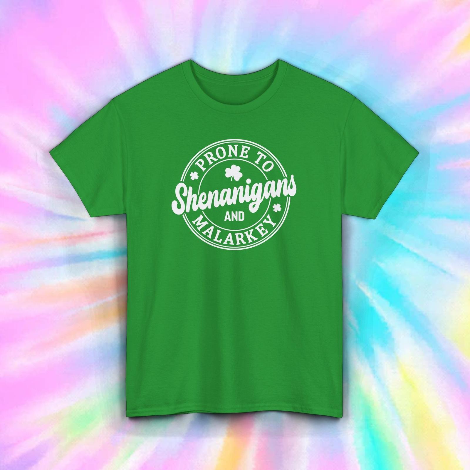 St. Patrick’s Day T-Shirt Mens Womens Tees Top Prone to Shenanigans Funny Irish Clover S-5XL S