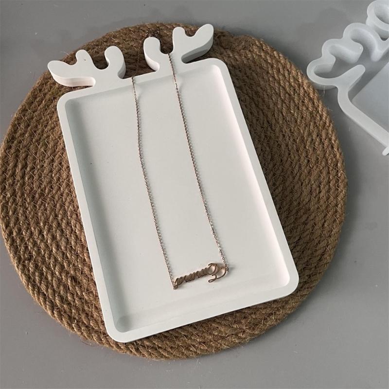 Christmas Tray Silicone Resin Mold Jewelry Plate Mold Epoxy Molds for Concrete Dish Storage Art Crafts Home Decorations