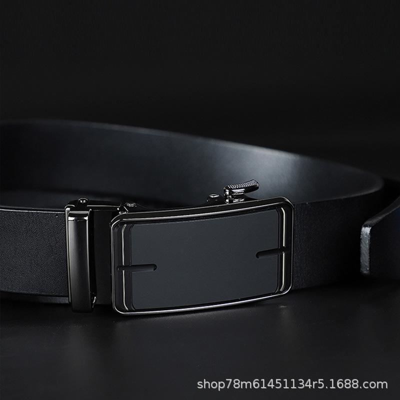 Curea pentru bărbați din piele, la modă, simplă, cu cataramă automată, business, high-end, din piele de vacă de prim strat, curea high-end
