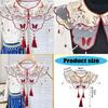 49MD Embroidered Butterfly Floral False Collar Traditional Chinese Styles Beaded Tassels Pendant Shawl Capes Scarf for Women
