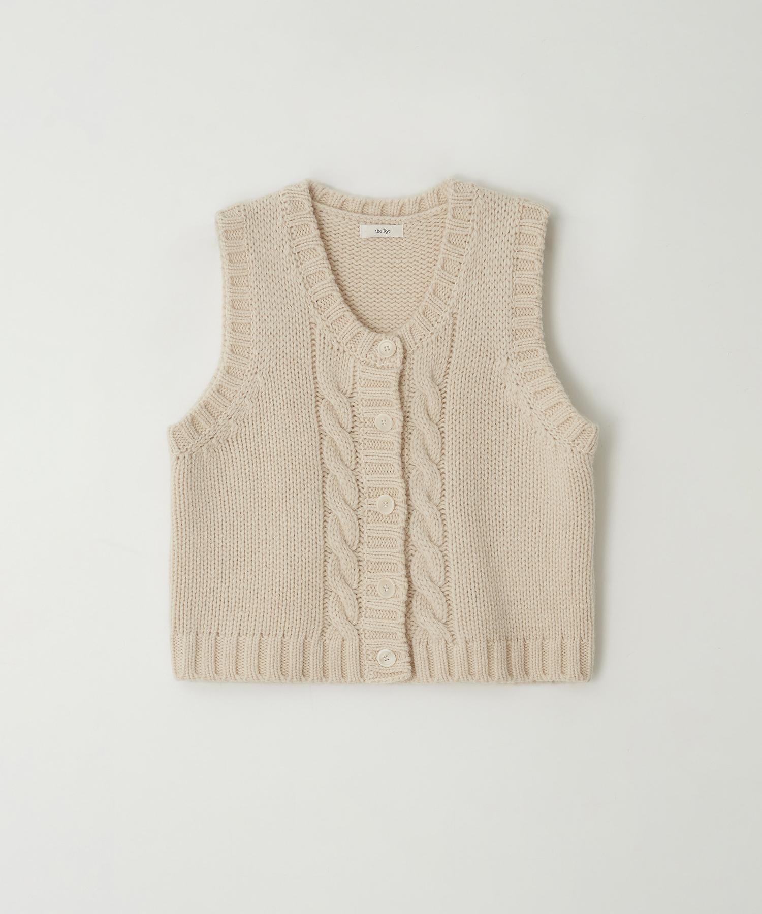 The Rye Cable Button Vest(Ivory) Ivory/Free