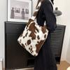 Fashionable Plush Handheld Tote Bag For Women With Luxury Cow Print And Soft Material