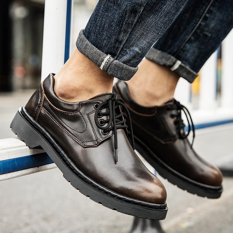 Brand New British Style Luxury Outdoor Brand Thick Bottom Oxford Shoes Men Lace Up Safety Shoes Beef Tendon Outsole Work Shoes