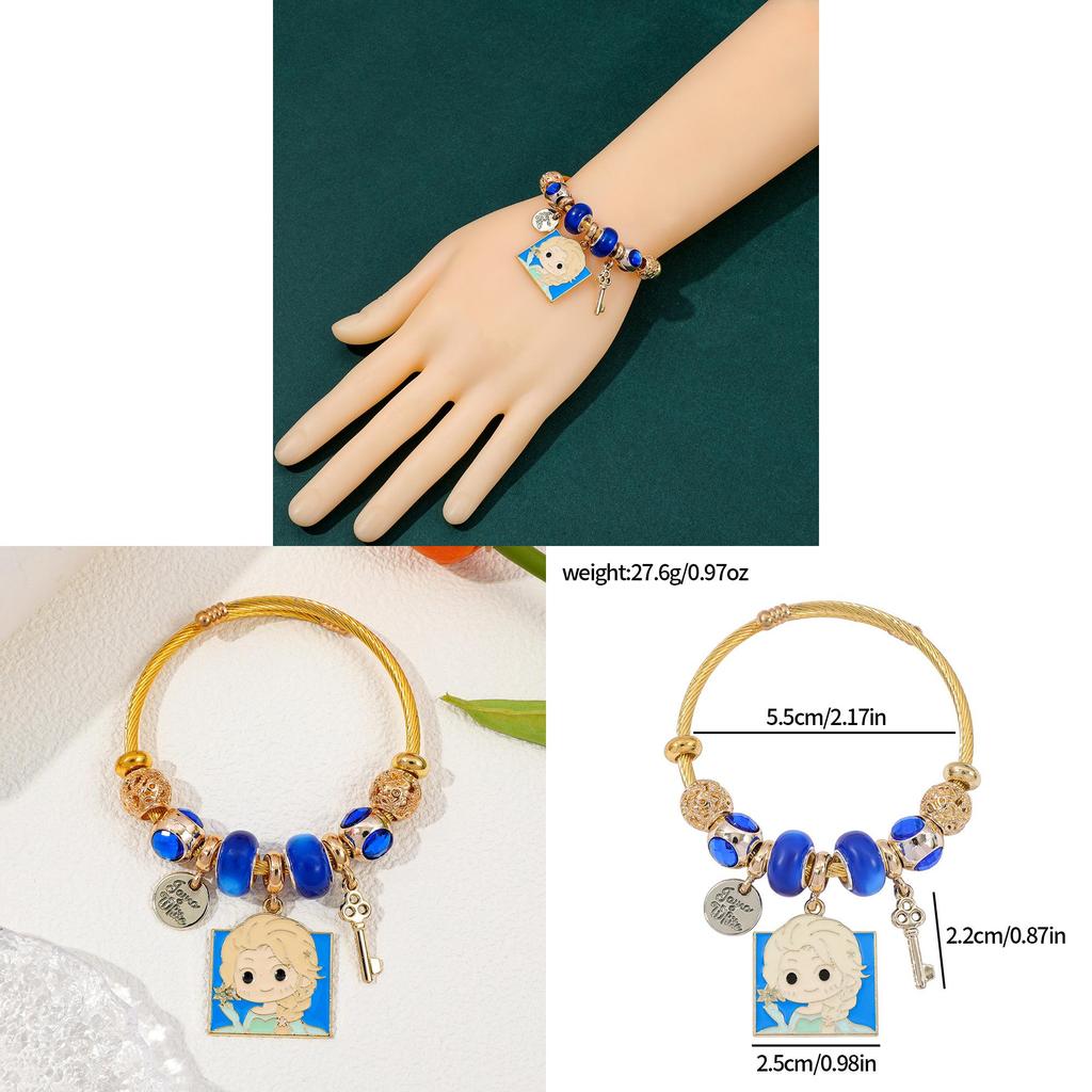 Bracelet Princesse Dessin Animé Avec Pendentif en Alliage de Zinc Pour Cadeau Décor de Voyage