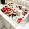 Kitchen Countertop Absorbent Pad Floral Dish Drying Mat, Diatomaceous Earth Anti Scalding Modern Table Placemats Protector, Heat Insulation