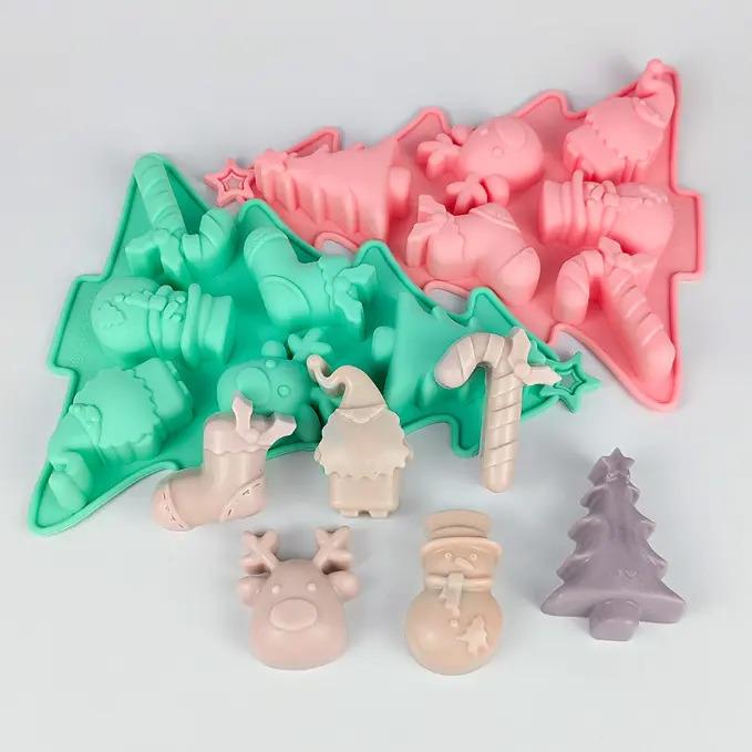 Christmas Silicone Mould with 6 Holes Pink