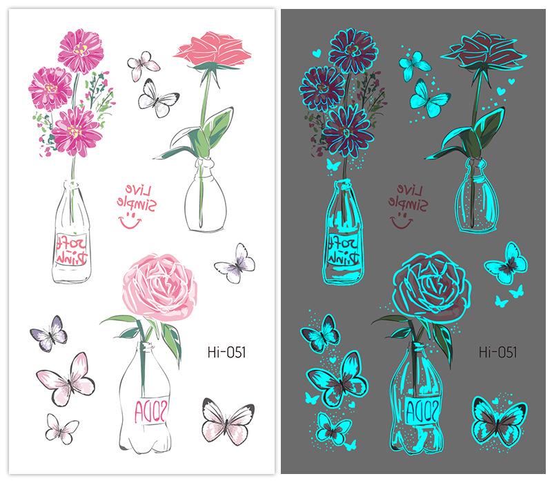 

Симпатичные мультипликационные флуоресцентные наклейки-татуировки с синим и зеленым цветом Hi Series 6x10.5 cm