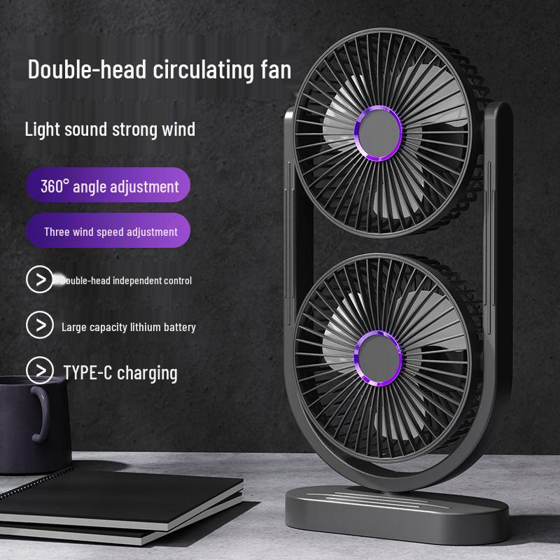 Dual-Headed Fan & Lamp: 5-Speed Desktop, Outdoor & Camping Light Flagship Edition