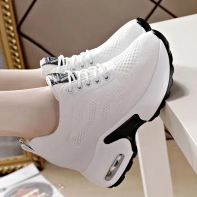 Women's Sneakers Breathable Mesh Chunky Casual Shoes Wedges Height Increased Platform Shoes Lightweight Lace Up Vulcanize Shoes