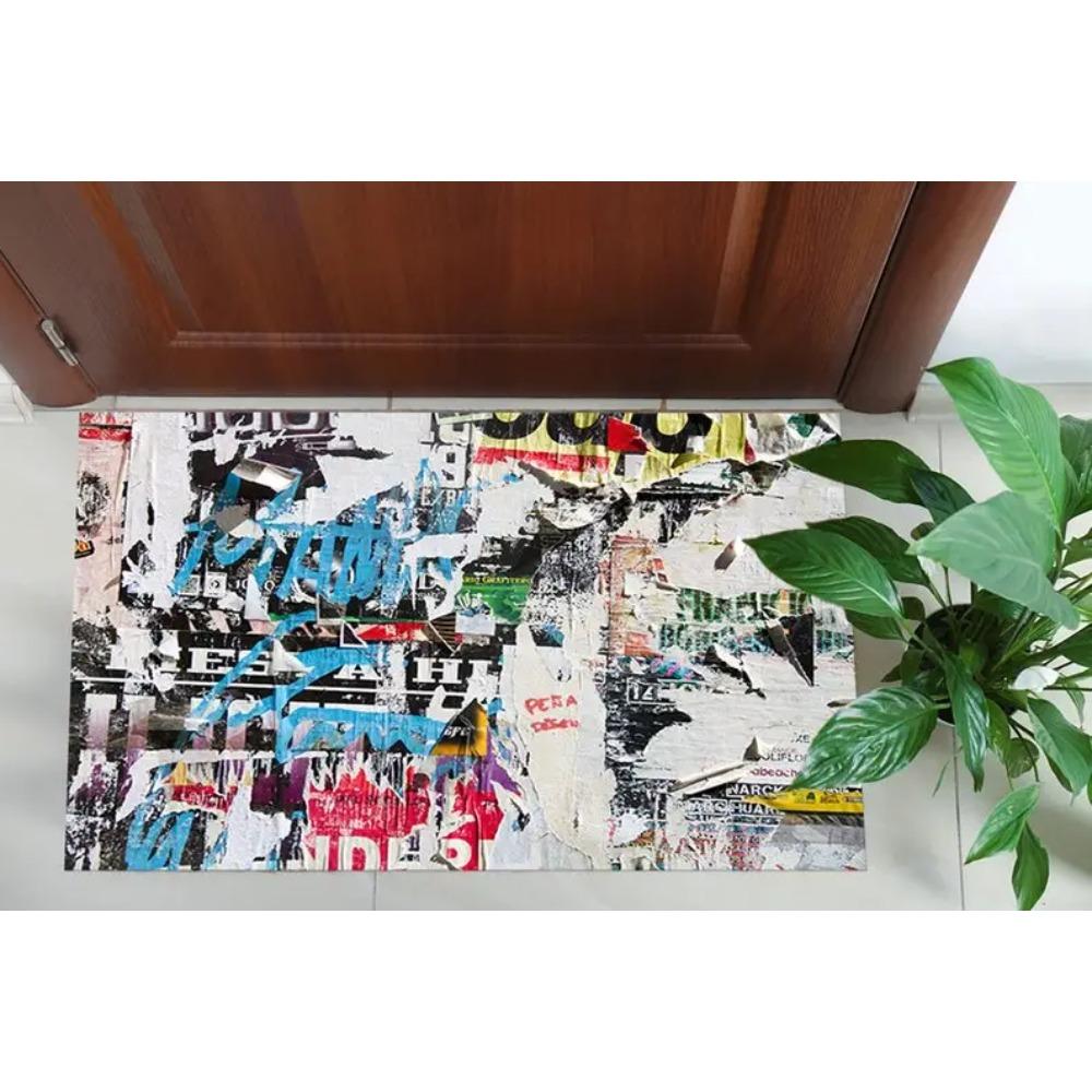Moderní Street Art Koberec Barevný Roztrhaný Design Vzor Graffiti 3D Efekt Koberce pro Vstupní Dveře Jídelnu Vnitřní Domácí Dekorace